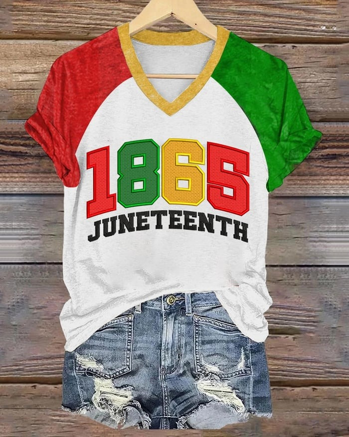 Black Juneteenth 1865 V-neck T-Shirt For Women's Black History Month Gifts