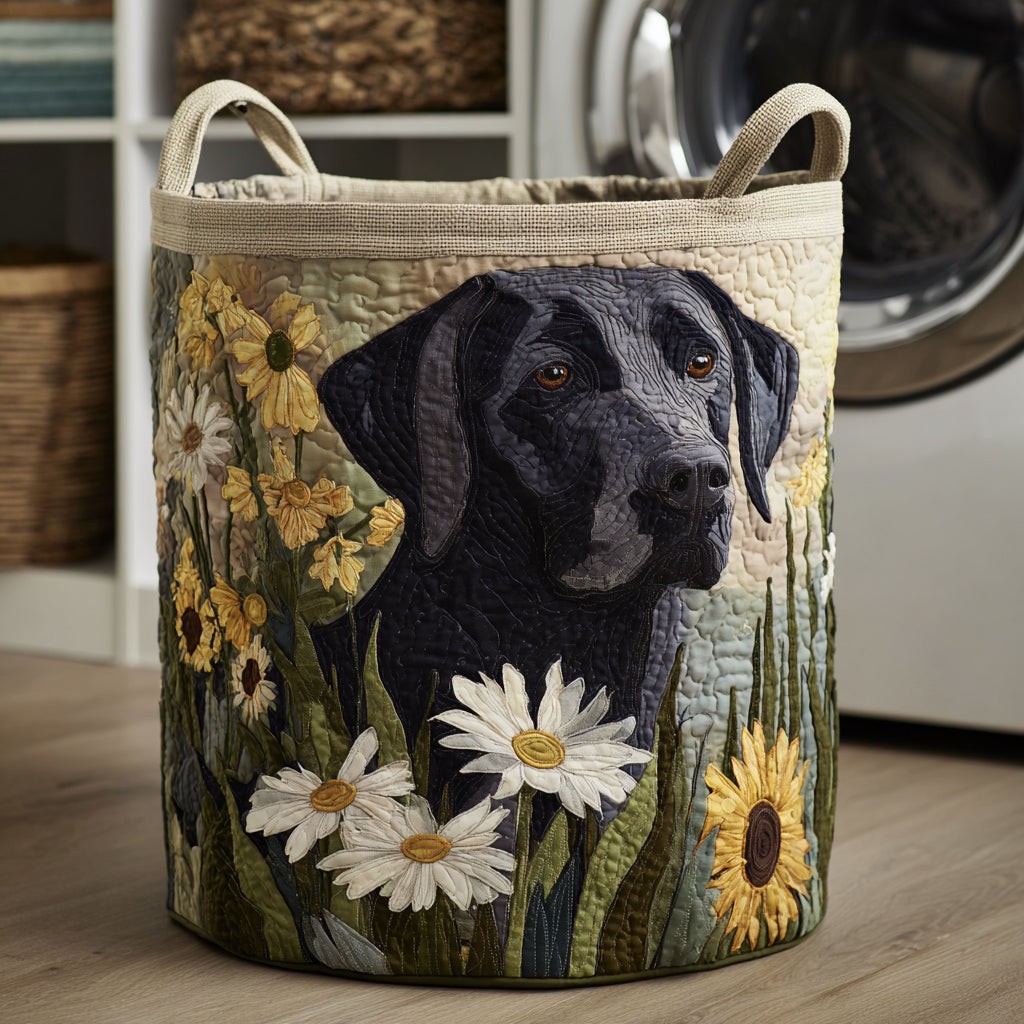 Black Lab Blooms Quilted Laundry Basket Unique Quilted Basket Gift for Holiday Season 2025