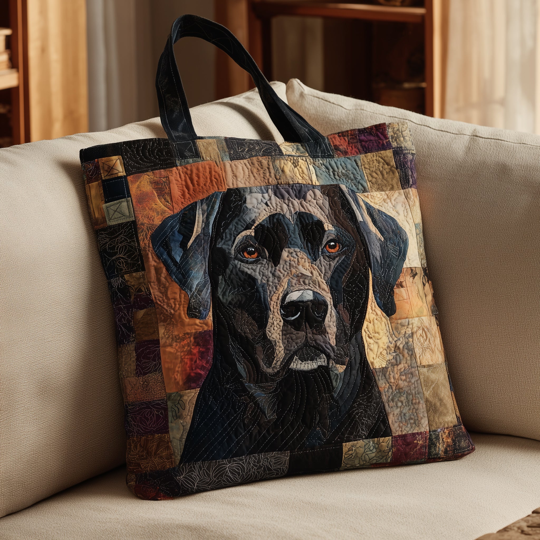 Black Lab Gaze Quilted Tote Bag Best Presents For Dog Lovers