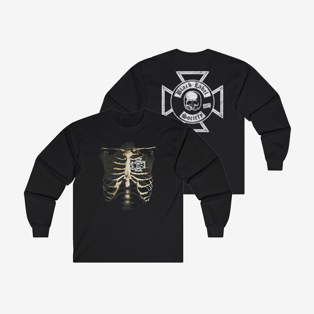 Black Label Society Rib Cage Long Sleeve Shirt Music Fan Merch Zakk Wylde Lover Gifts