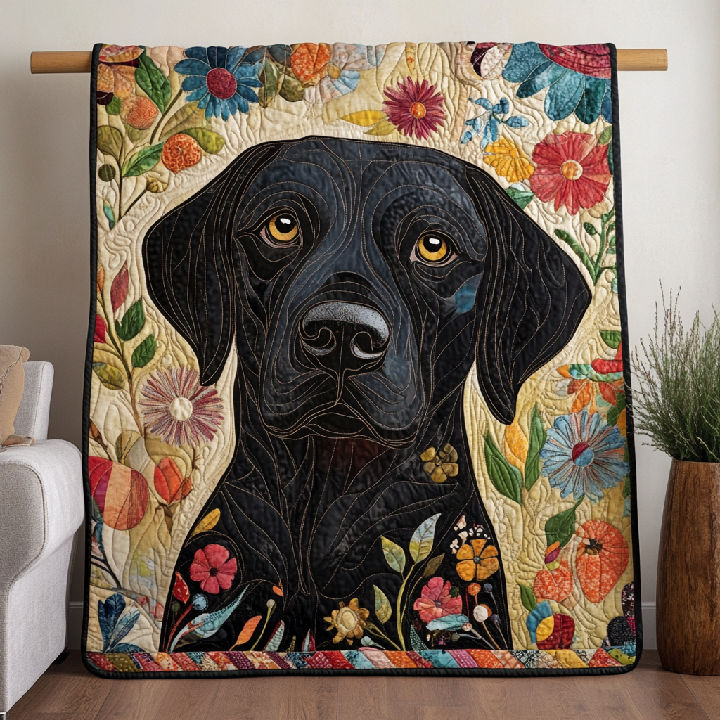 Black Labrador Design Quilted Blanket Dog Gift Ideas For Dog Owners