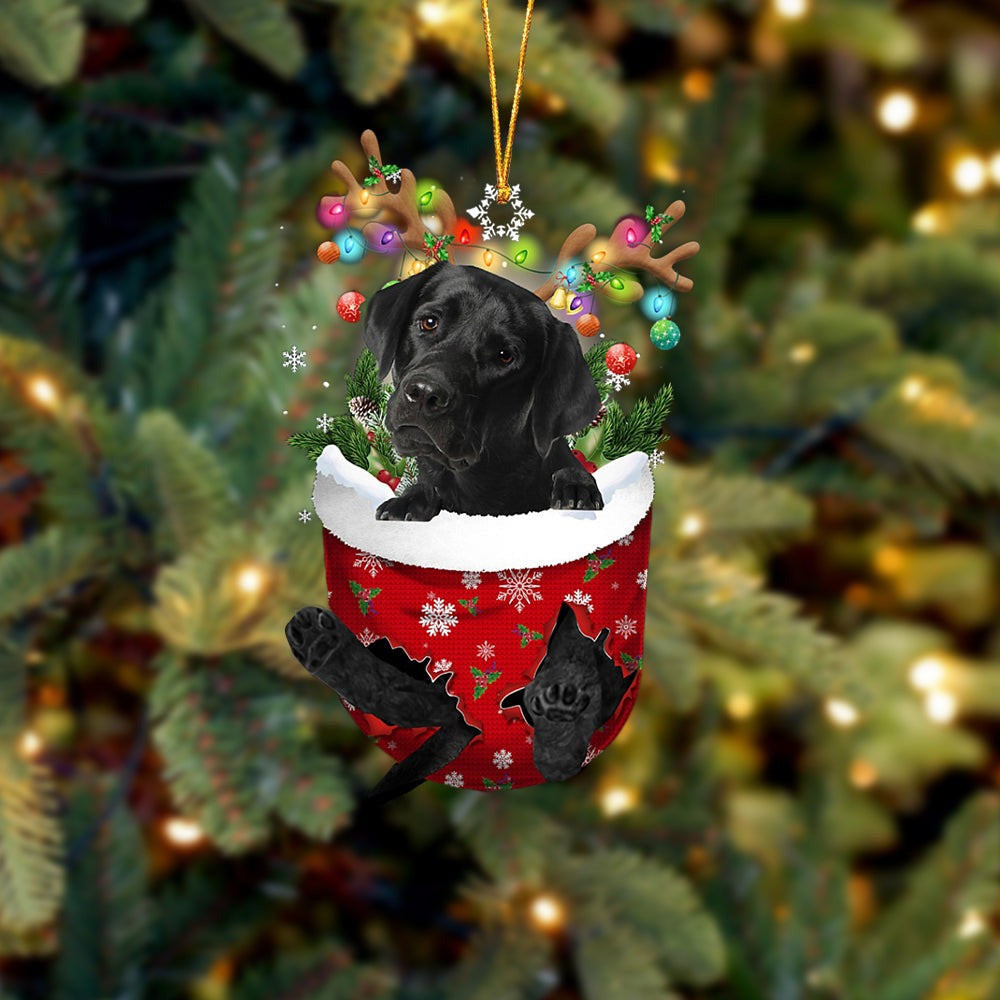 Black Labrador In Snow Pocket Christmas Ornament Shape Xmas Decor Gifts For Black Lab Lovers Black Labrador In Snow Pocket Christmas Ornament Shape Xmas Decor Gifts For Black Lab Lovers