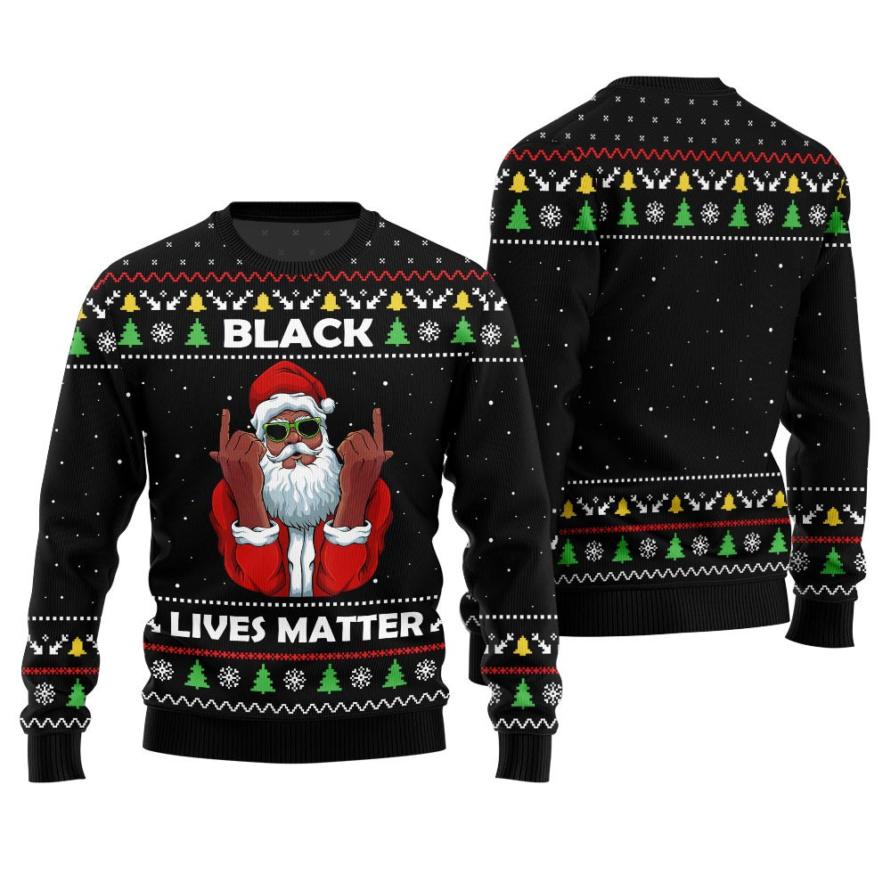 Black Lives Matter Ugly Christmas Sweater Heartwarming Christmas Gift Sweater for Him or Her