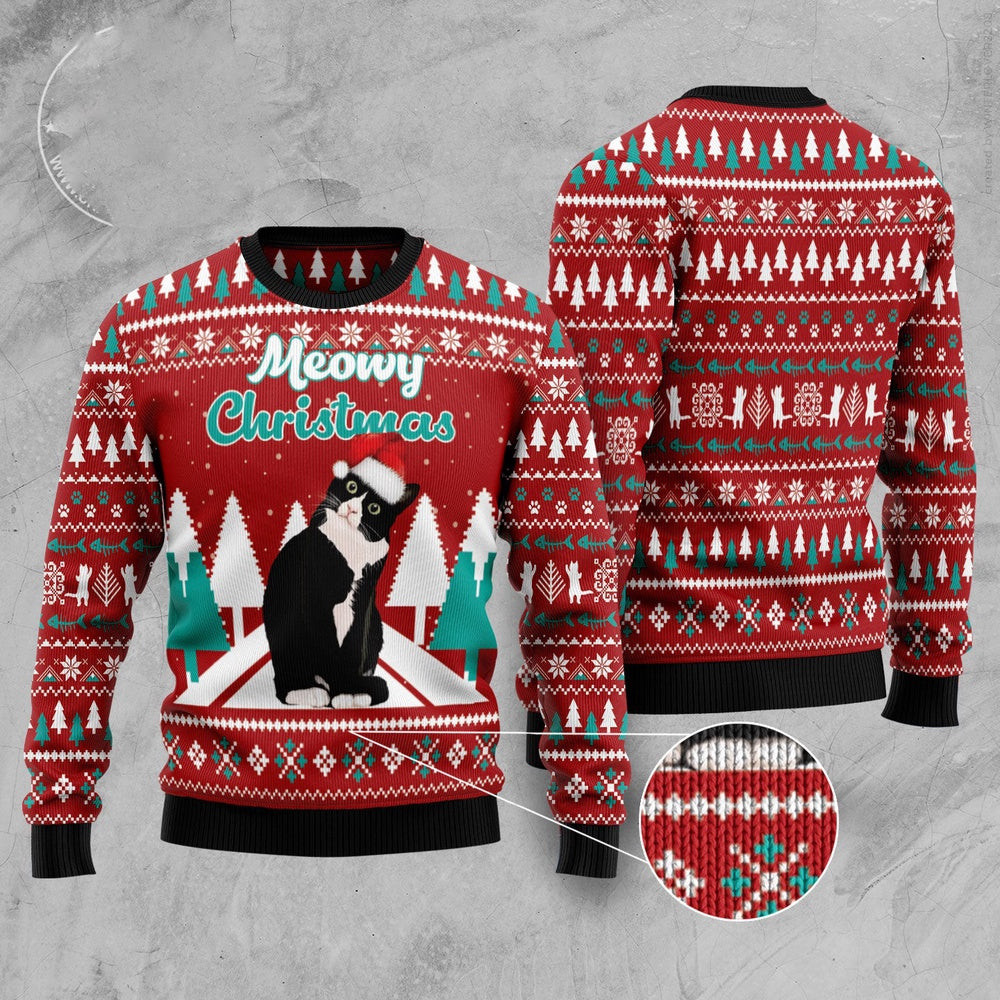 Black Meowy Christmas Ugly Christmas Sweater Funny Ugly Christmas Sweater Xmas Gifts