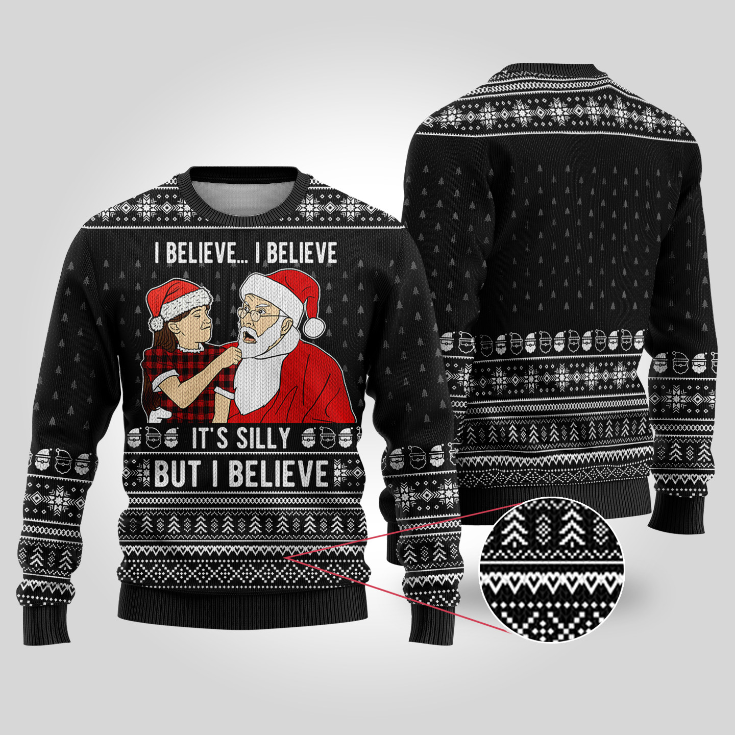 Black Miracle On 34th Street Funny Ugly Christmas Sweater Funny Holiday Sweater for Family Gatherings