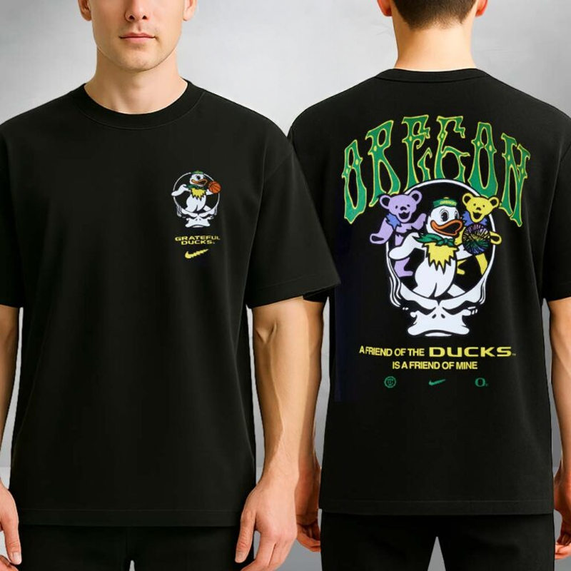 Black Oregon Ducks Grateful Ducks Steal Your Face T-Shirt Gifts For Football Lovers