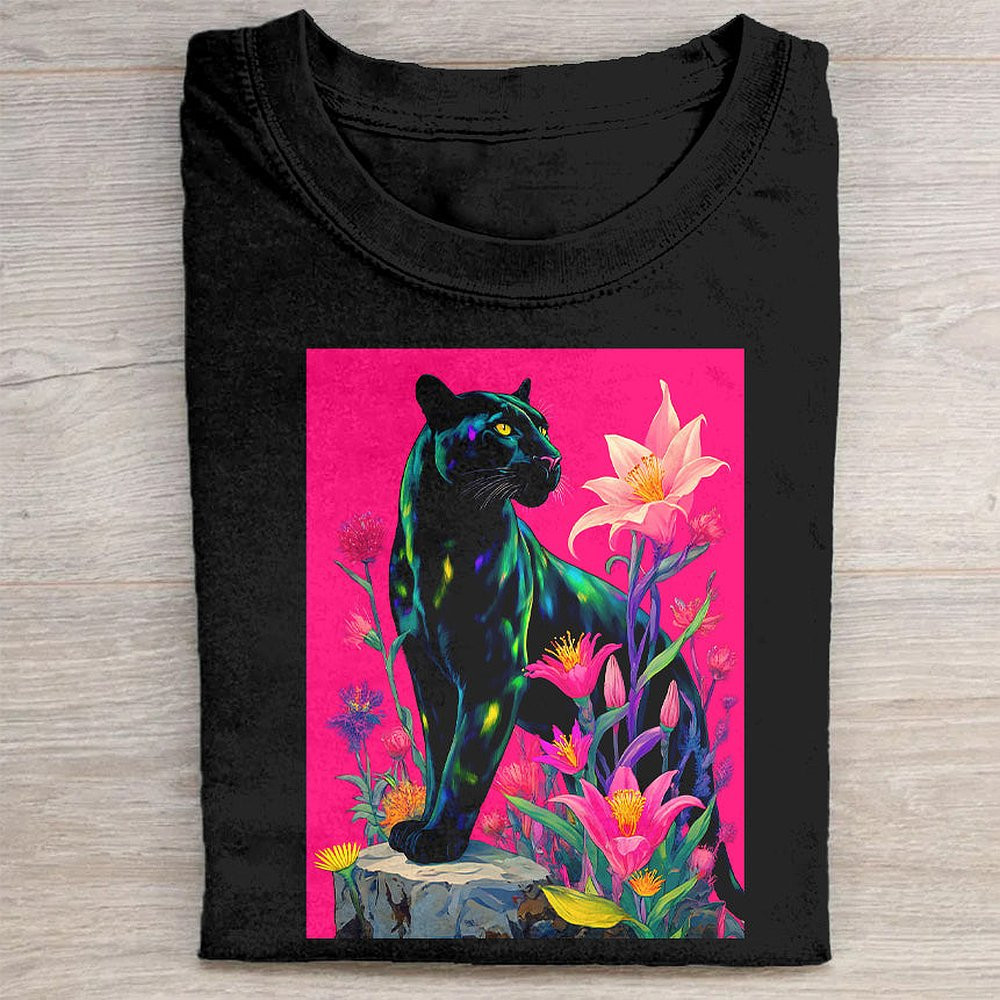 Black Panther Graphic T-Shirt Jungle Animal Lover Tee