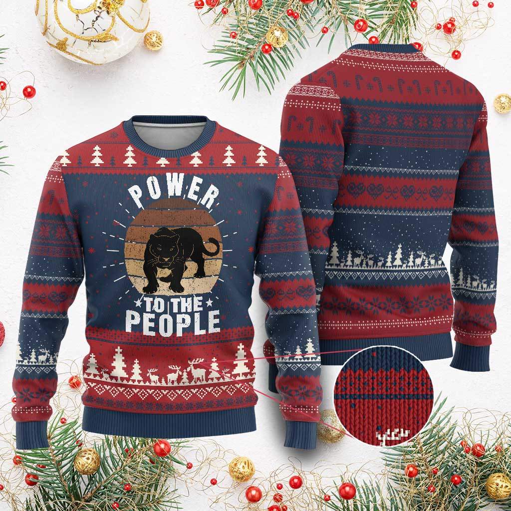 Black Panther Power To The People Ugly Christmas Sweater Black Panther Jumper African Gifts