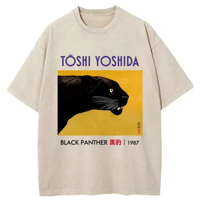 Black Panther Washed T-Shirt Casual Vintage Everyday Look Gifts For Sister