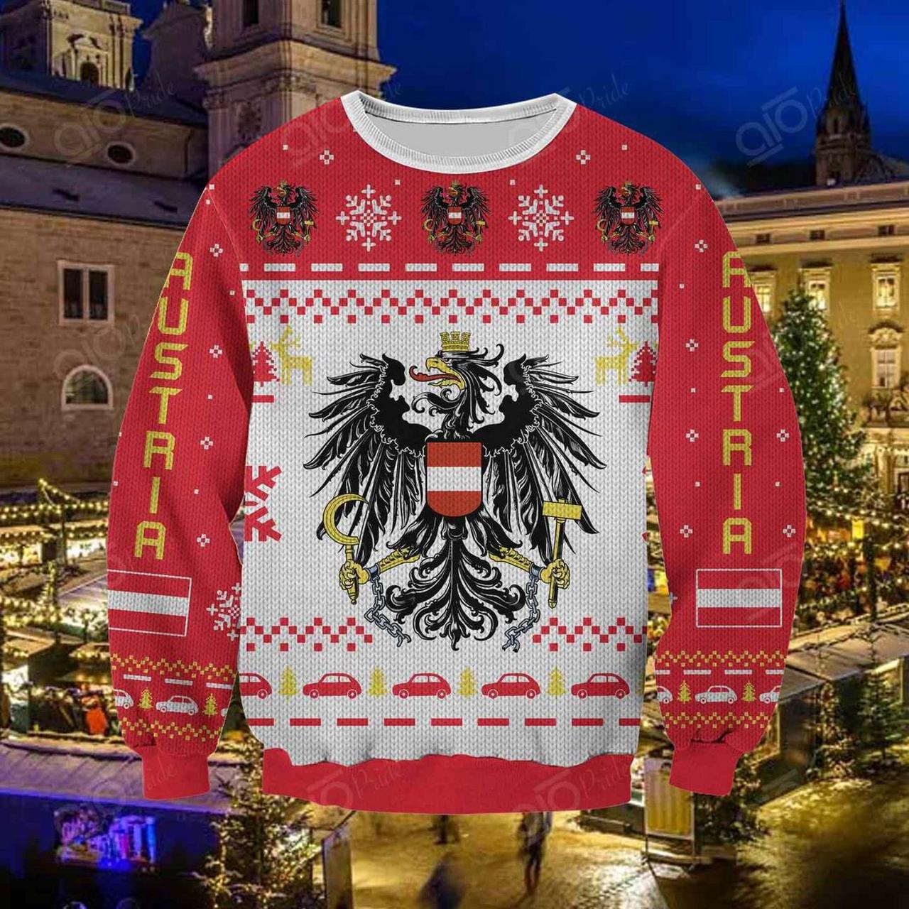 Black Phoenix Austria Ugly Christmas Sweater Snowflake Holiday Clothes Unique Gifts Phoenix