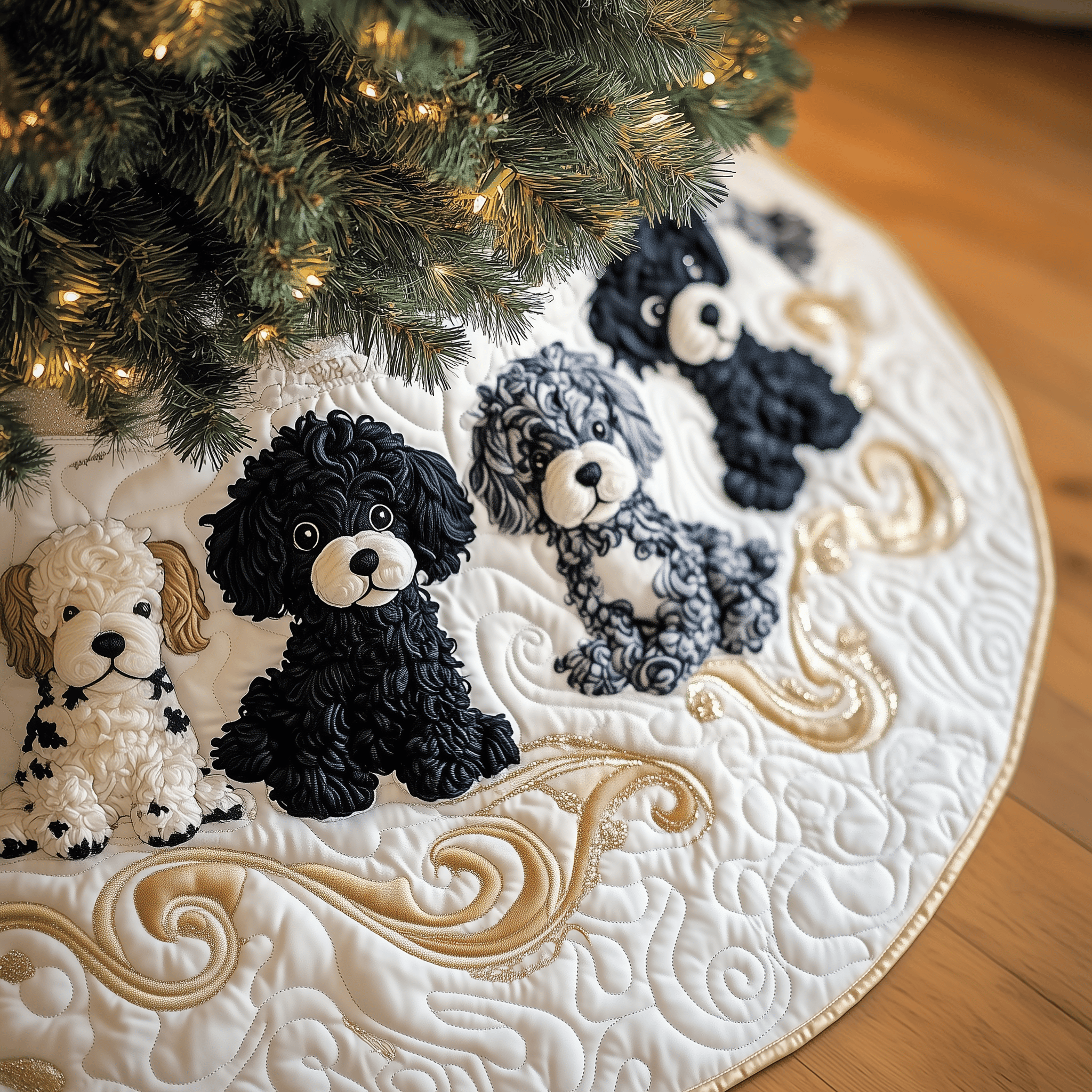 Black Poodle Quilted Tree Skirt Christmas Tree Skirt Gifts For Someone Who Loves Dogs