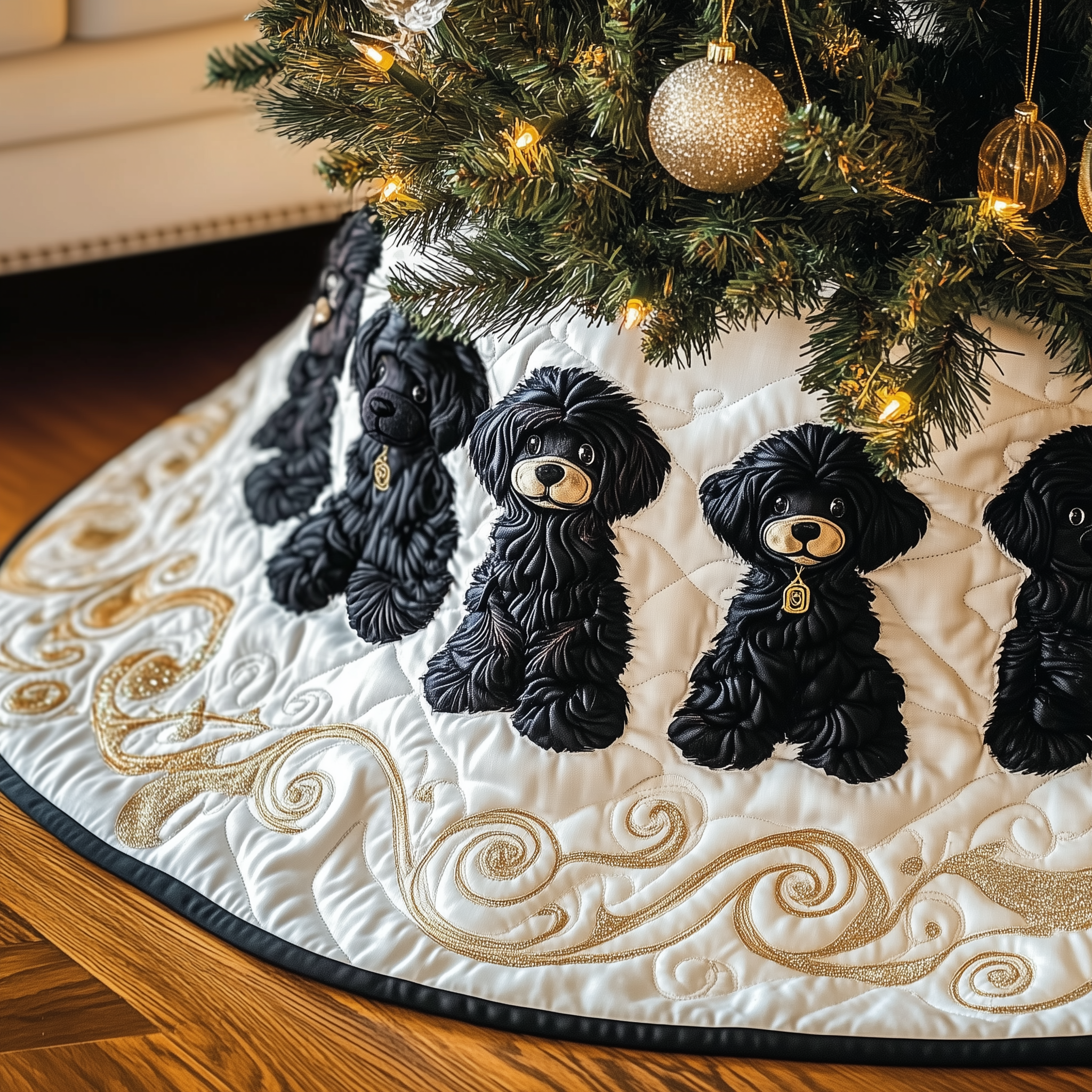 Black Poodle Quilted Tree Skirt Fall Merch Pick