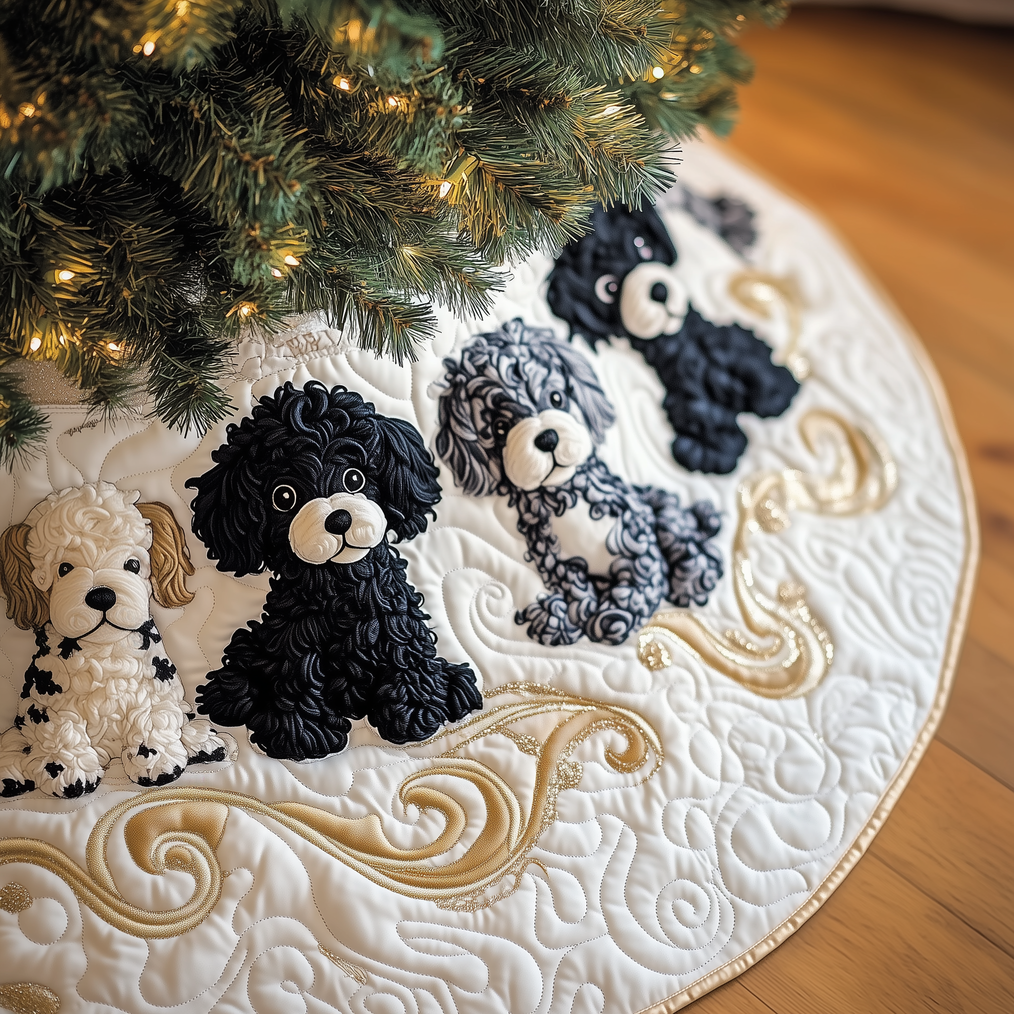 Black Poodle Quilted Tree Skirt Summer Merch Vibes