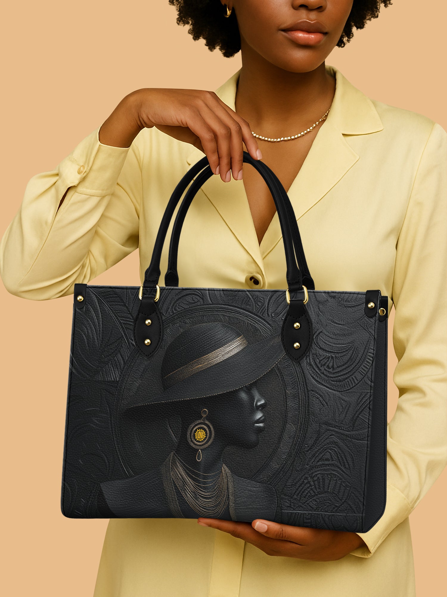 Black Queen Glowing Leather Bag African Art Theme Bag Black Woman Unique Presents For Mom