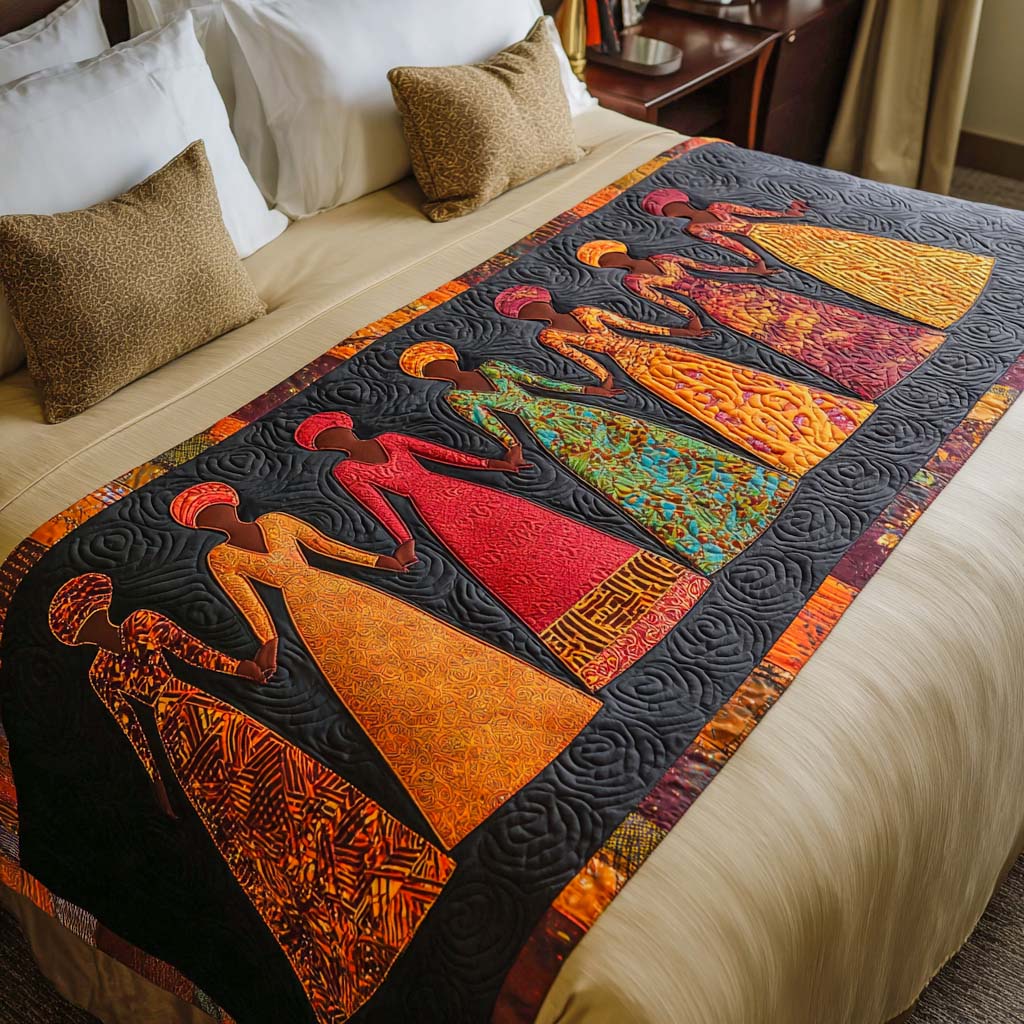 Black Queen Grace Quilted Bed Runner Bed Decor African American Heritage Month Gifts
