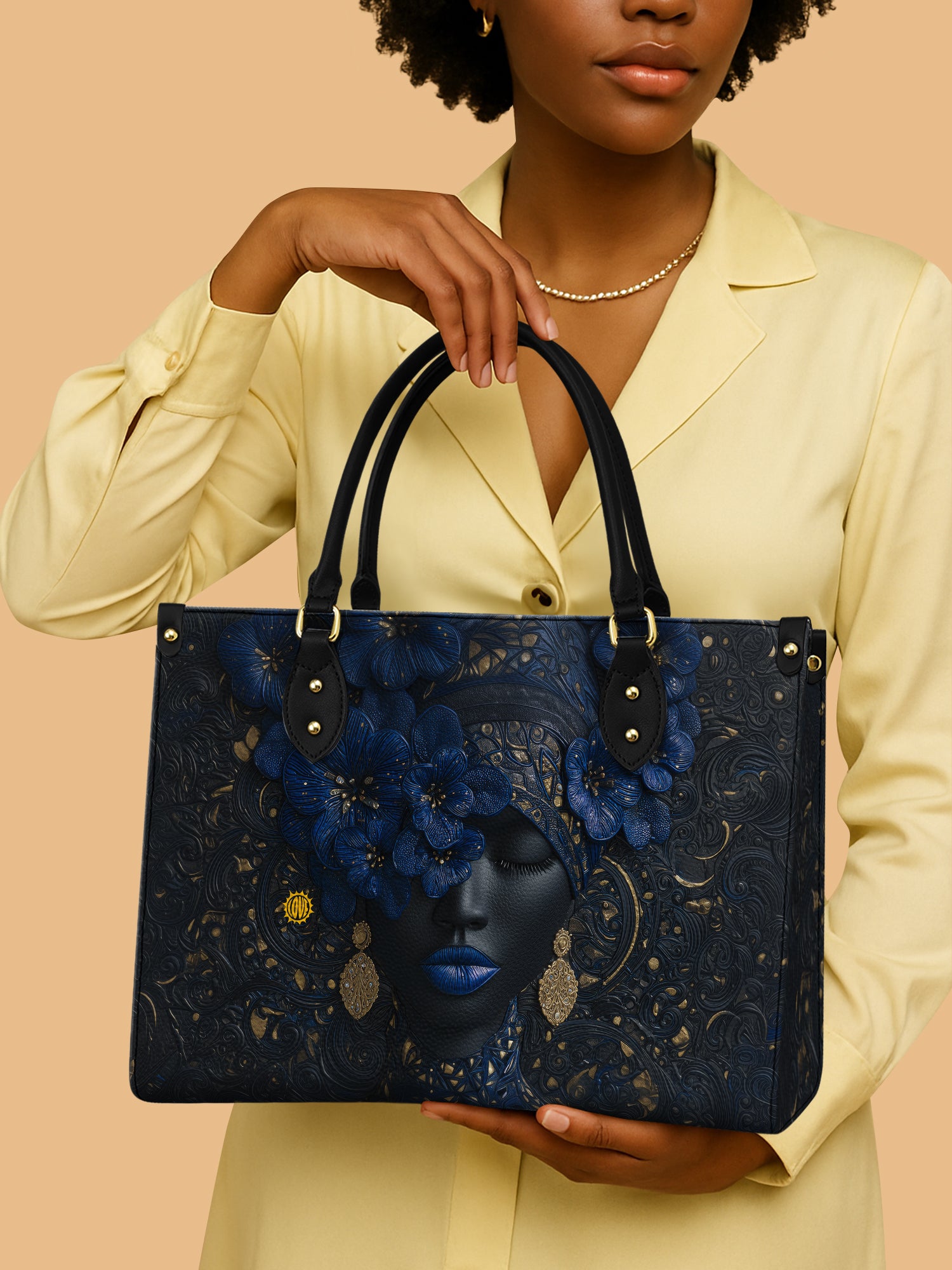 Black Queen Midnight Bluebonnet Leather Bag African Art Theme Bag Black Woman Gifts For Her