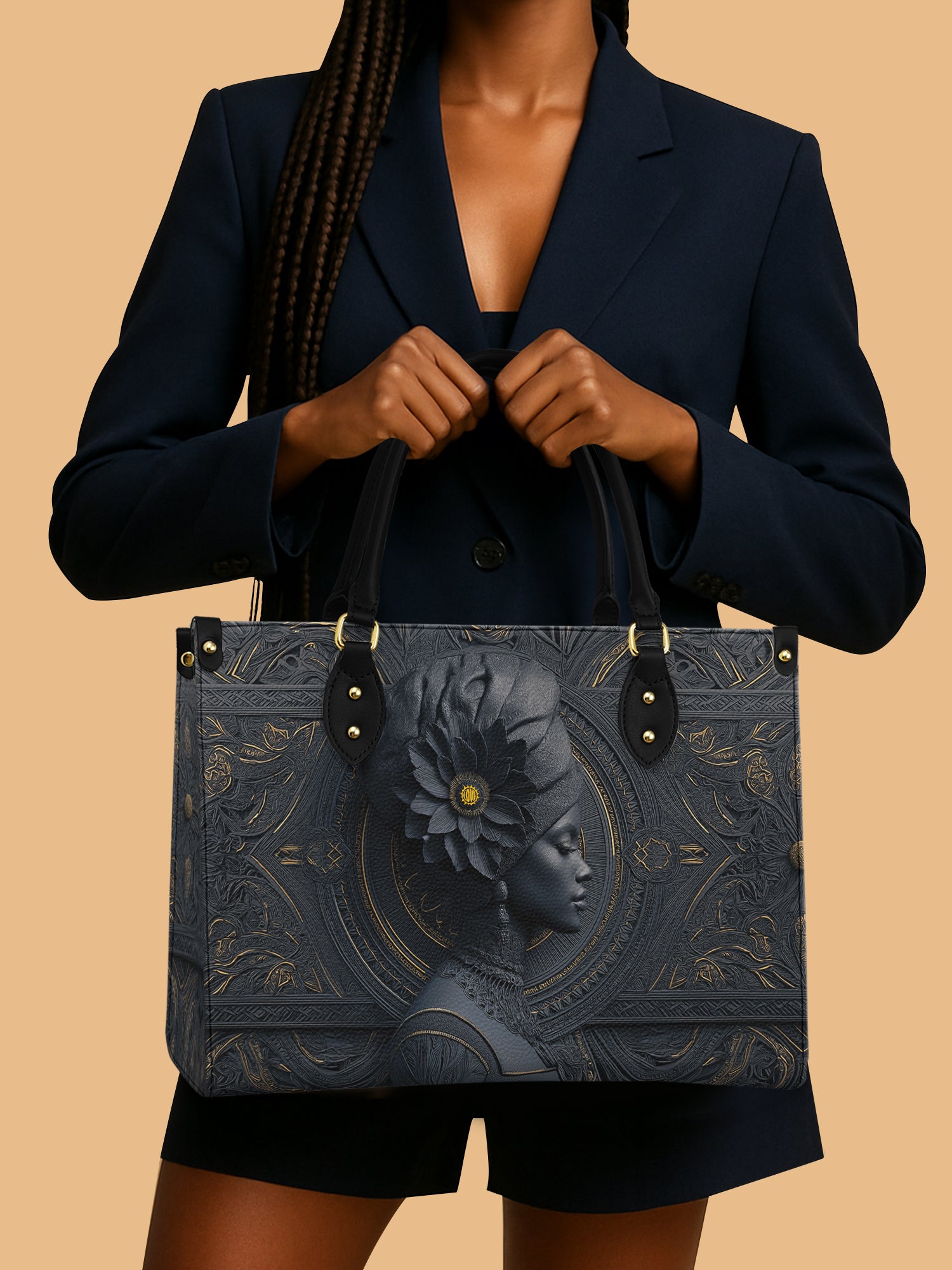 Black Queen Royalty Leather Bag African Woman Theme Bag African Art Gifts For Her
