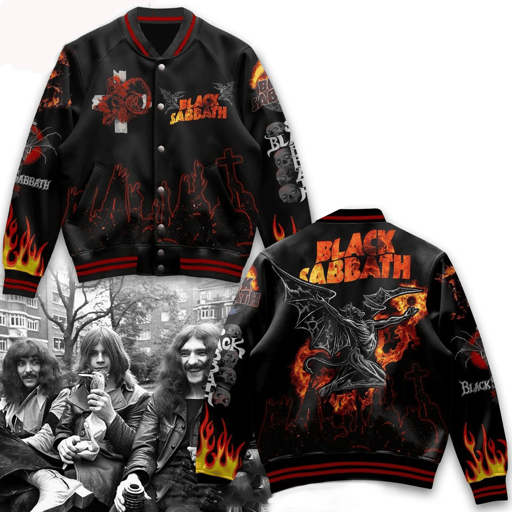 Black Sabbath Hellfire Varsity Jacket Best Father's Day Gifts Birthday Gift for Husband