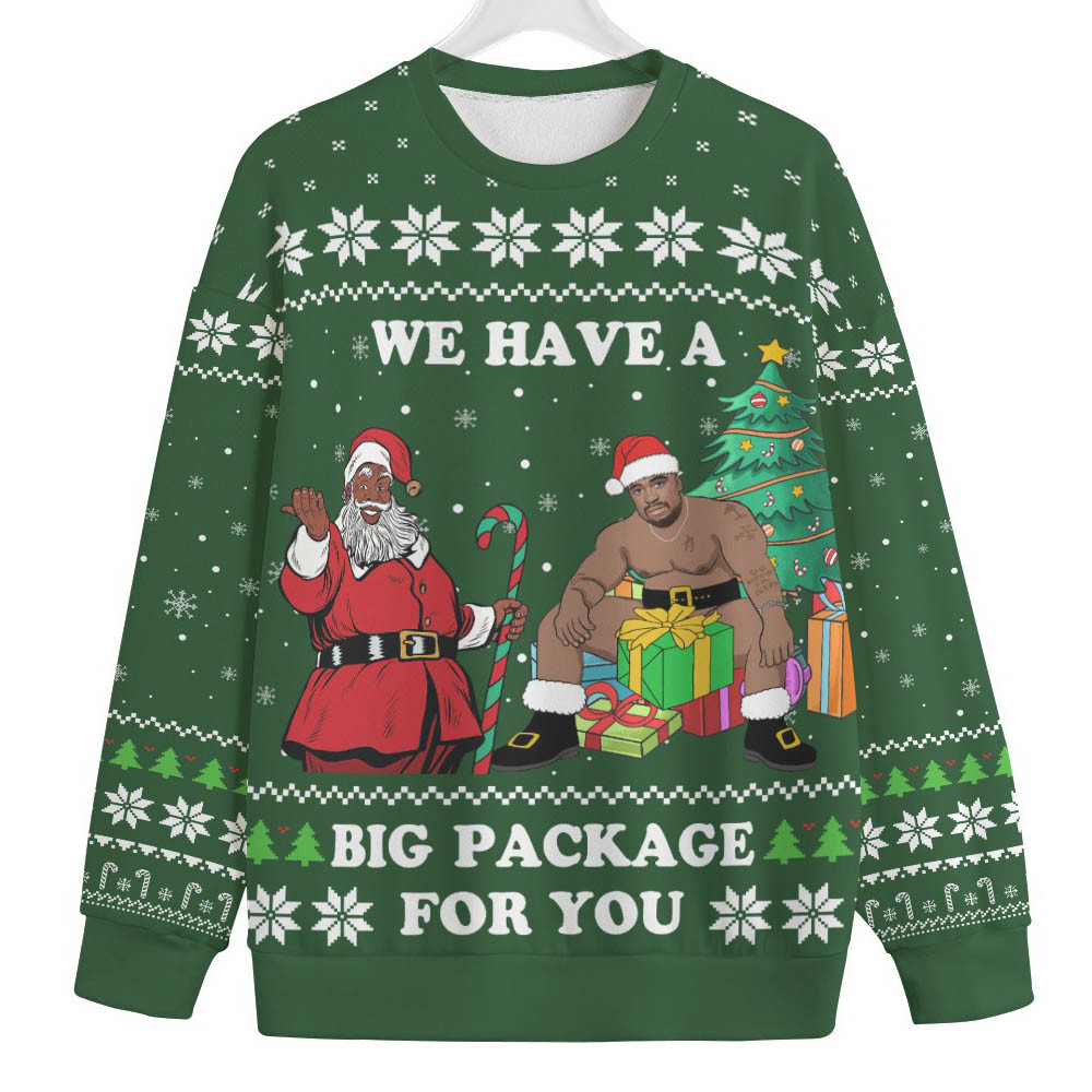 Black Santa Barry Wood Big And Tall Ugly Christmas Sweater Seasonal Gift Merch for Cozy Christmas Vibes