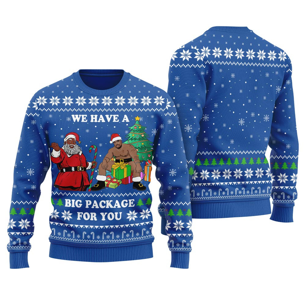 Black Santa Barry Wood Womens Funny Ugly Christmas Sweater Warm and Comfy Sweater for Winter Days