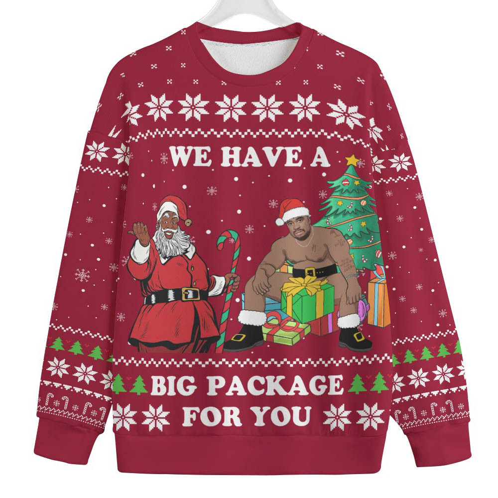 Black Santa Barry Wood Womens Plus Ugly Christmas Sweater Casual Winter Sweatshirt for Daily Comfort