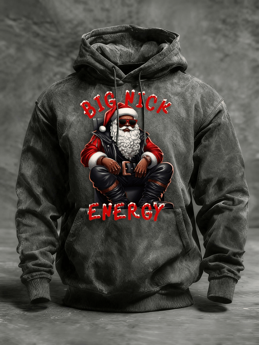 Black Santa Big Red Energy Hoodie African American Santa Hoodie Christmas Gift for Husband