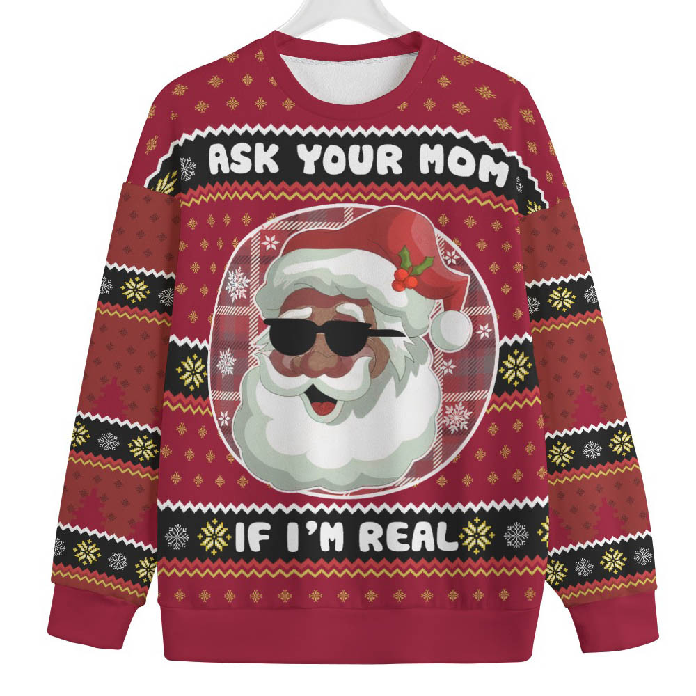 Black Santa Claus Womens Plus Size Ugly Christmas Sweater Trendy Christmas Sweater for Winter Outfits