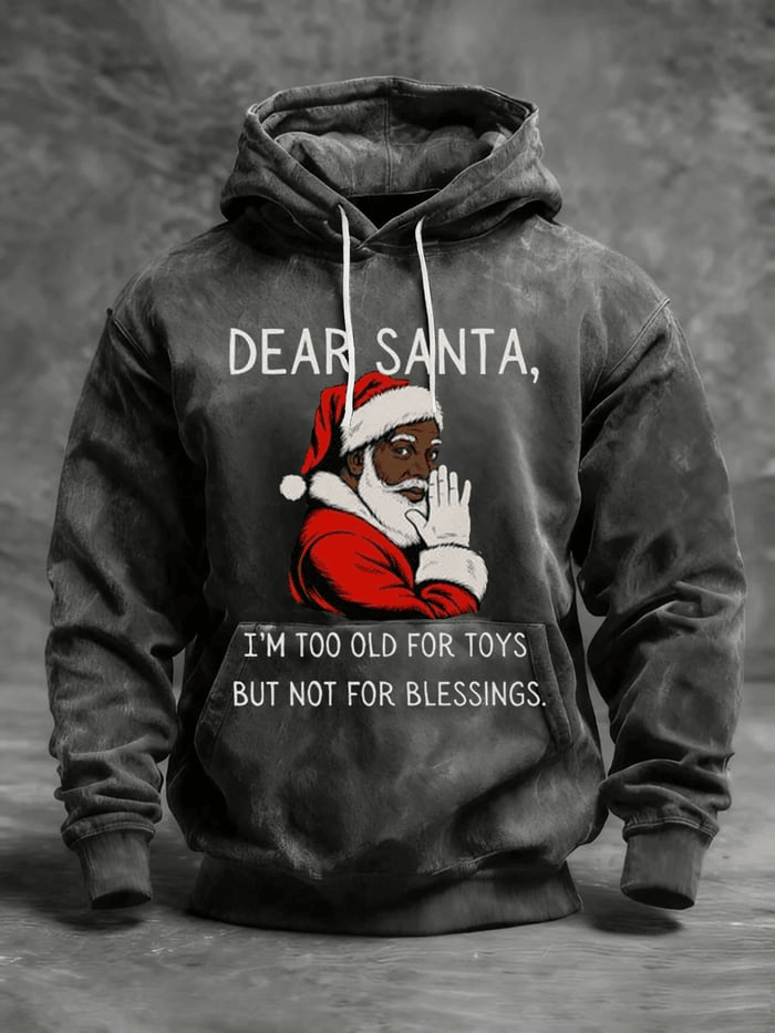 Black Santa Hoodie African American Christmas Print Pullover Gift for Dad Christmas