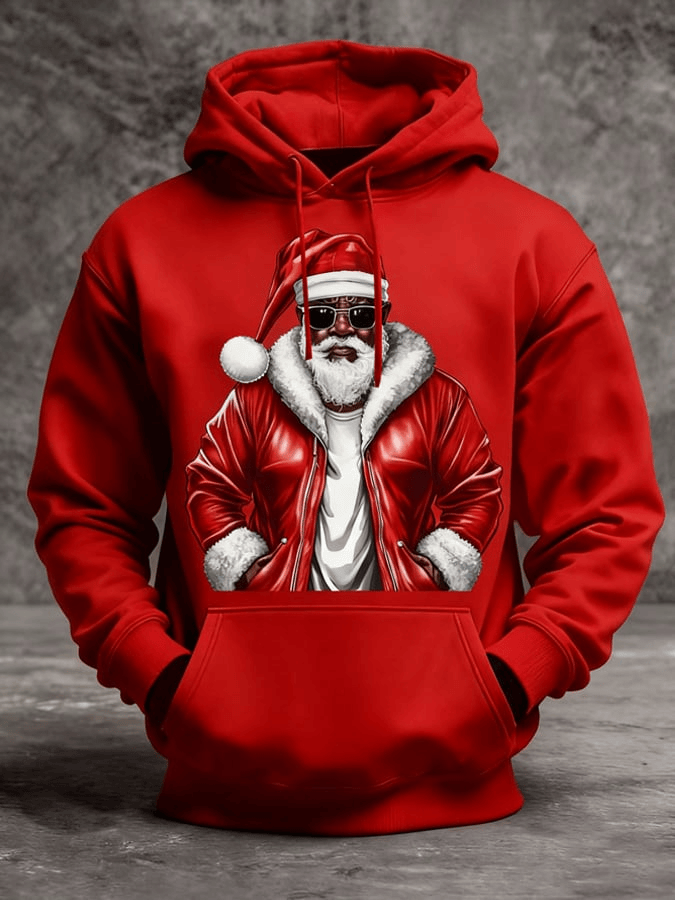 Black Santa Hoodie African American Christmas Pullover Top Cool Gift for Dad