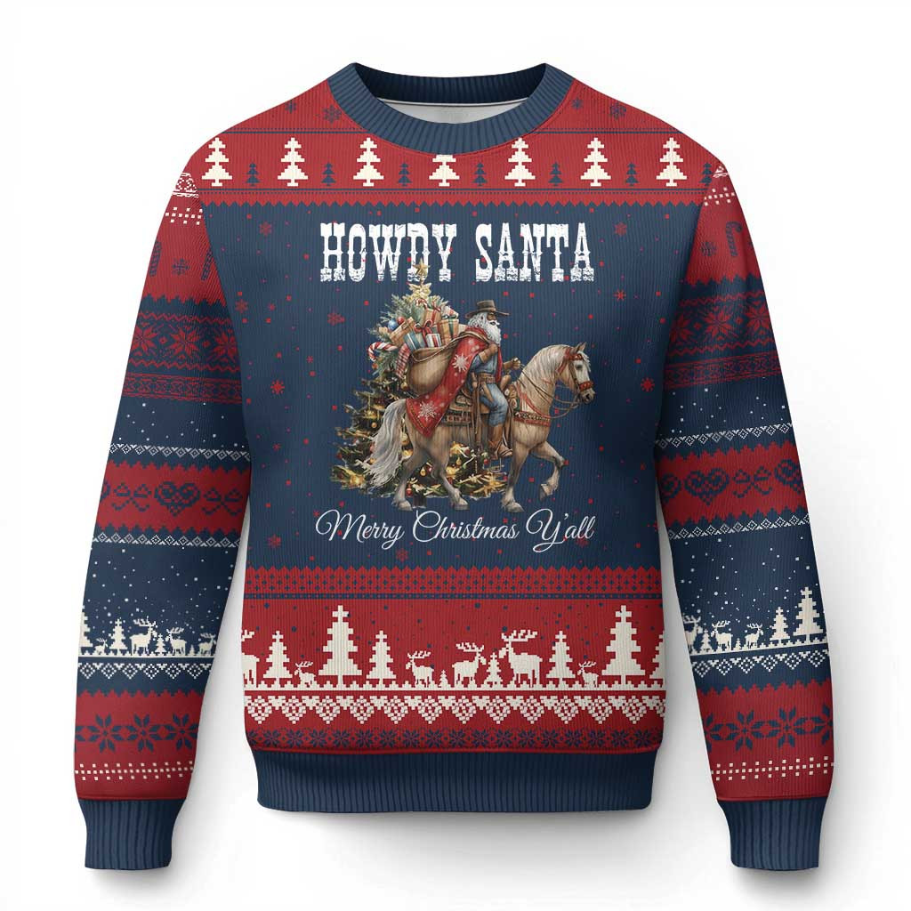 Black Santa Howdy Ugly Christmas Sweater African American Cowboy Sweater Santa Gifts