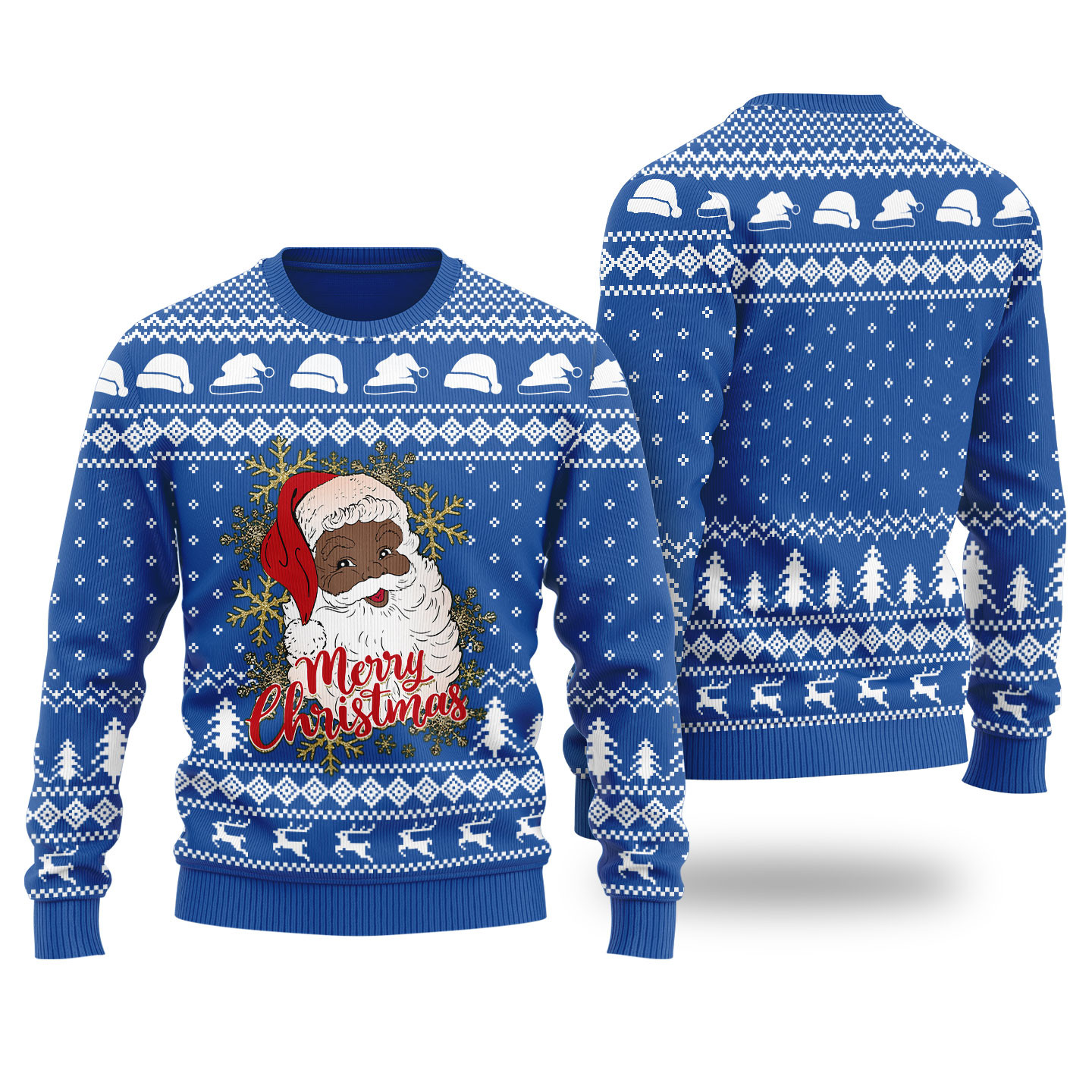 Black Santa Merry Christmas Ugly Christmas Sweater Royal Holiday Gift Merch That Everyone Will Adore