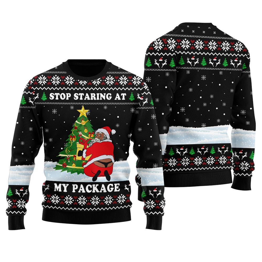 Black Santa Naughty Ugly Christmas Sweater Unique Holiday Sweater Gift Idea for Loved Ones