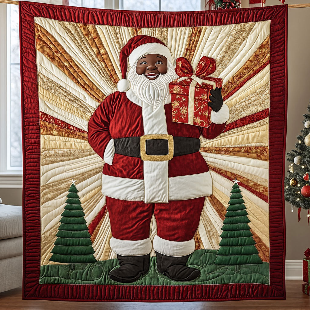 Black Santa's Holiday Quilt Blanket Christmas Blanket Good Secret Santa Gifts