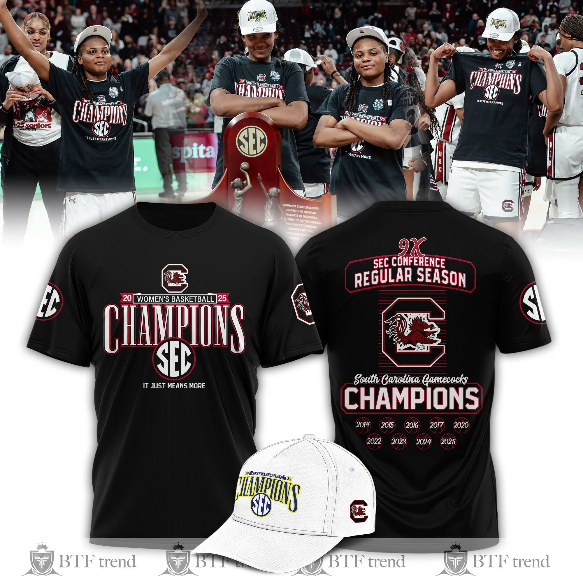 Black South Carolina Gamecocks 2025 T-Shirt SEC Women's Basketball Gifts For Football Fan