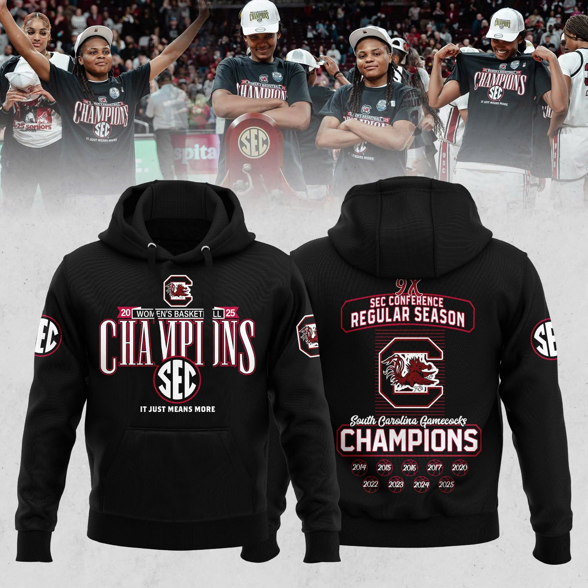 Black South Carolina Gamecocks Hoodie 2025 SEC Women's Basketball Football Fan Gift Ideas