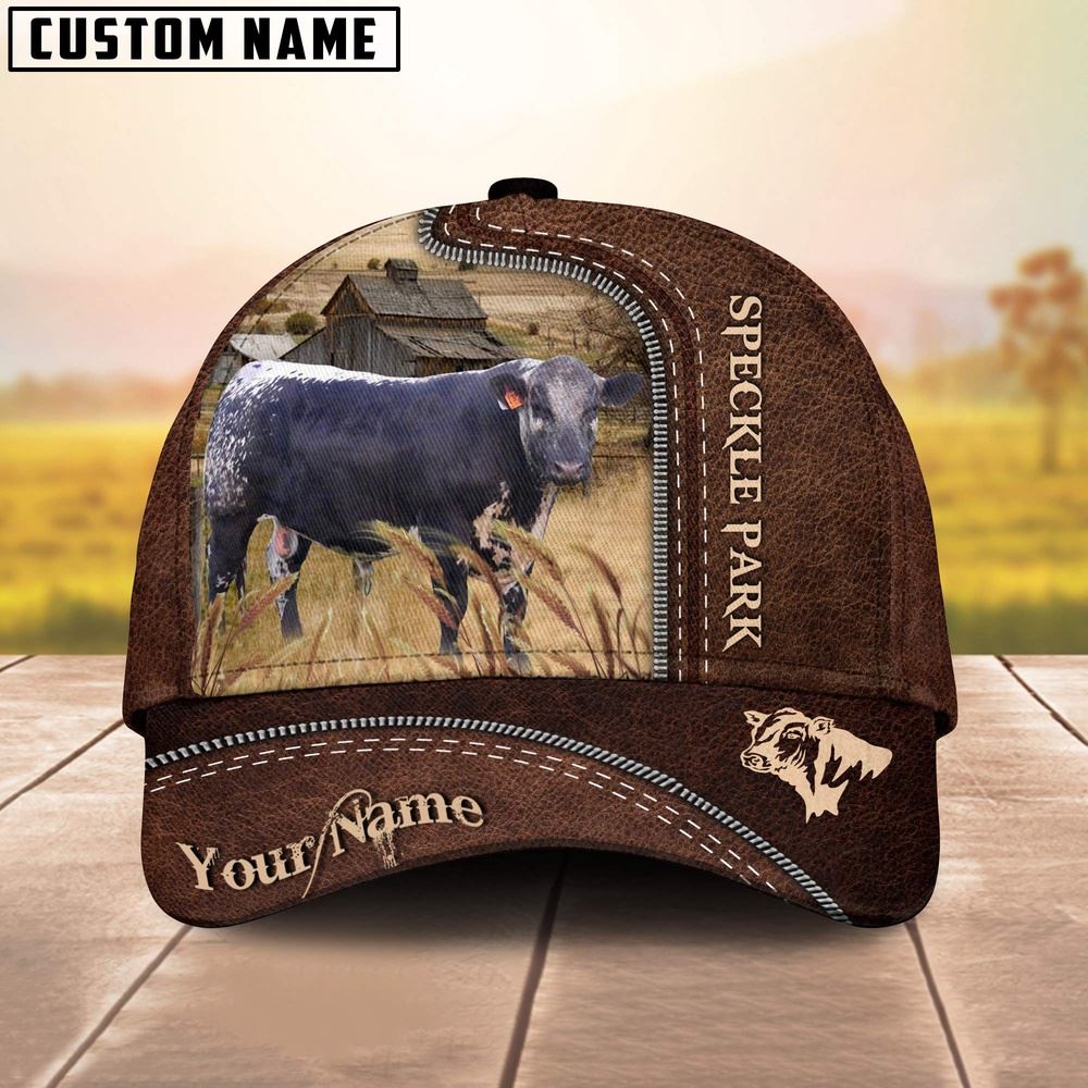 Black Speckled Park Customized Name Leather Pattern Cap Farm Cap Farmer Baseball Cap