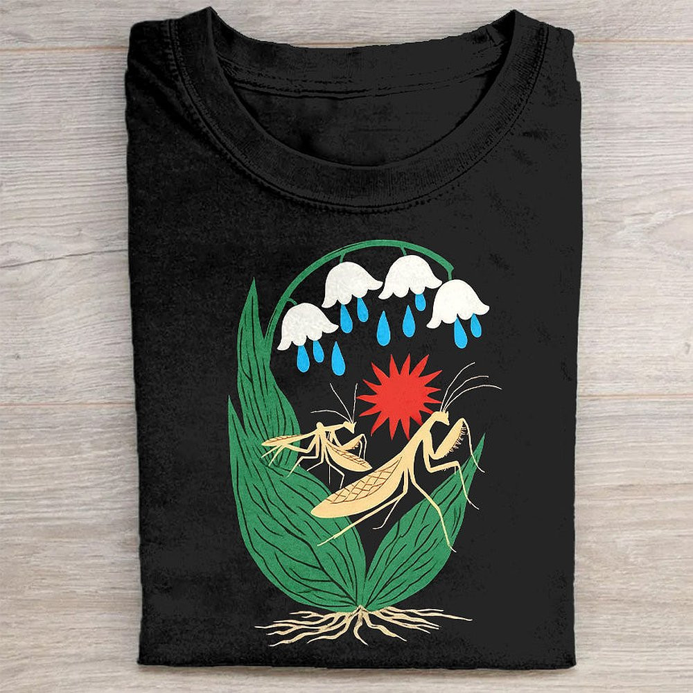 Black T-Shirt With Nature Graphic Design Outdoor Lover Tee
