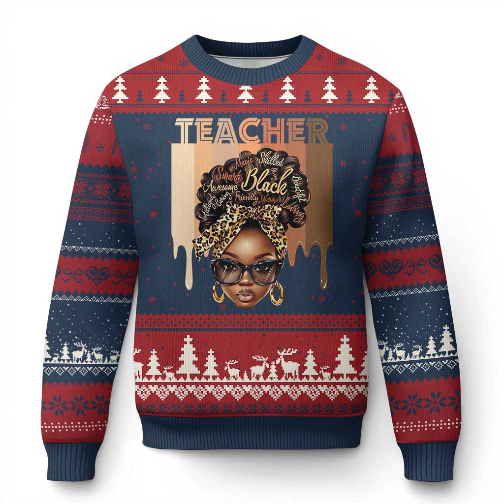 Black Teacher Magic Ugly Christmas Sweater Black Afro Hair Sweater African Inspired Gifts