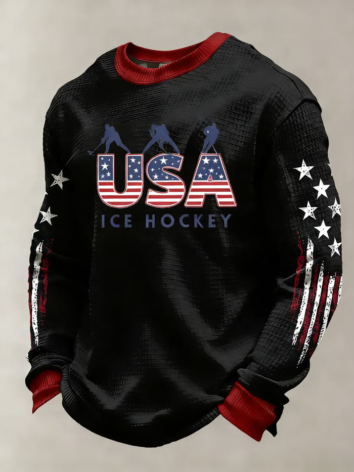 Black USA 2026 Ice Hockey Long Sleeve T-Shirt Hockey Lovers Game Day Clothing Gifts For Son Black USA 2026 Ice Hockey Long Sleeve T-Shirt Hockey Lovers Game Day Clothing Gifts For Son