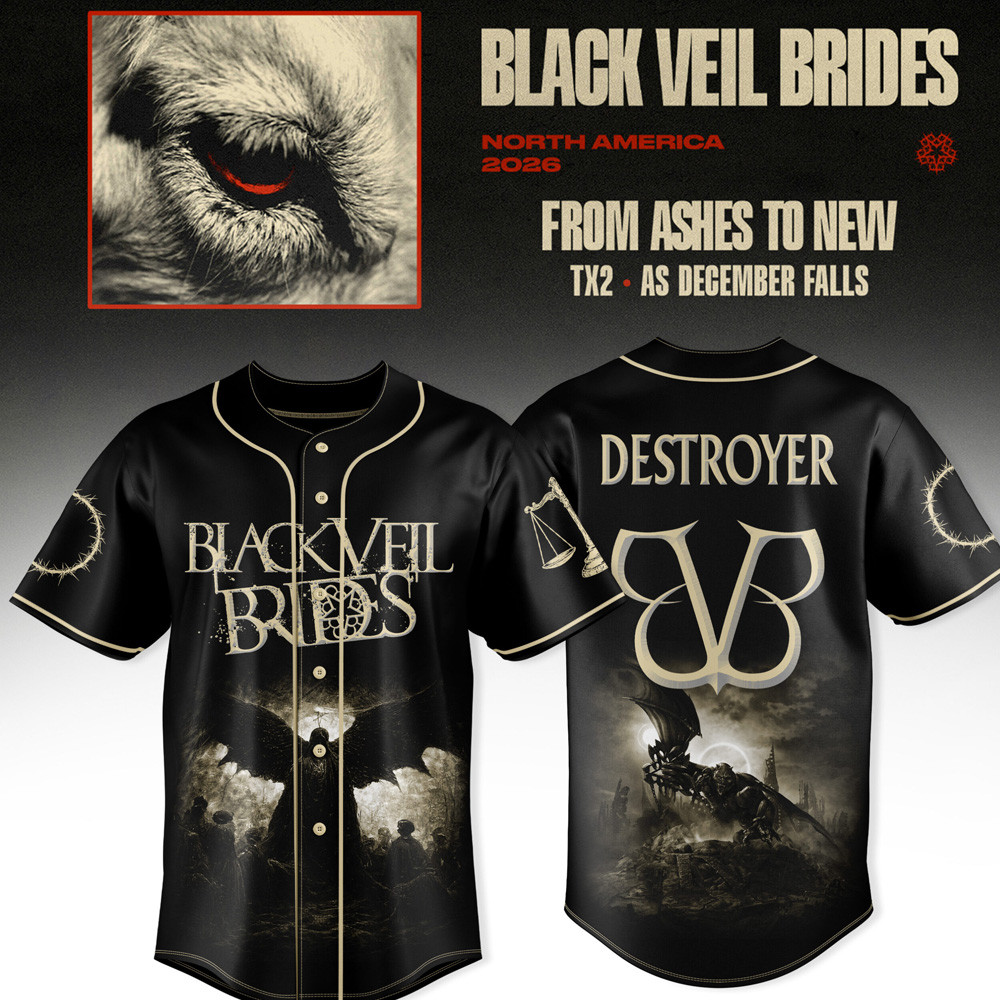 Black Veil Brides From Ashes To New Tour Baseball Jersey Black Veil Brides Merch Gifts For Fans