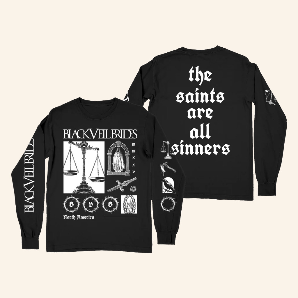Black Veil Brides Merch Scales Of Justice Long Sleeve Shirt Gifts For Rock Music Fans Black Veil Brides Merch Scales Of Justice Long Sleeve Shirt Gifts For Rock Music Fans