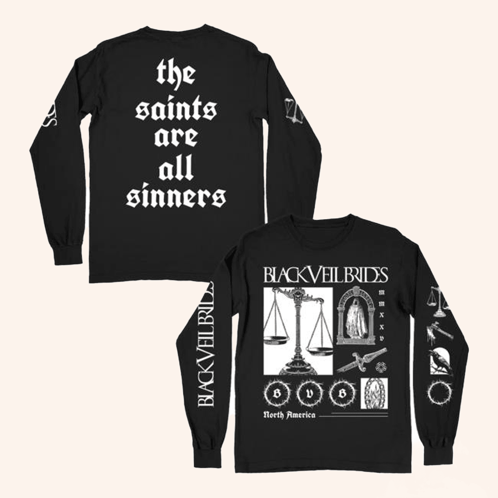 Black Veil Brides Merch Scales Of Justice Long Sleeve Shirt Gifts For Rock Music Fans