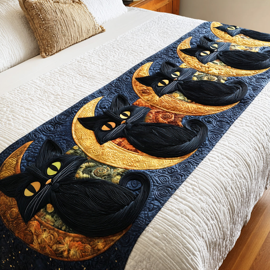 Black Velvet Charm Quilted Bed Runner Bedroom Decor Ideas Good Cat Presents