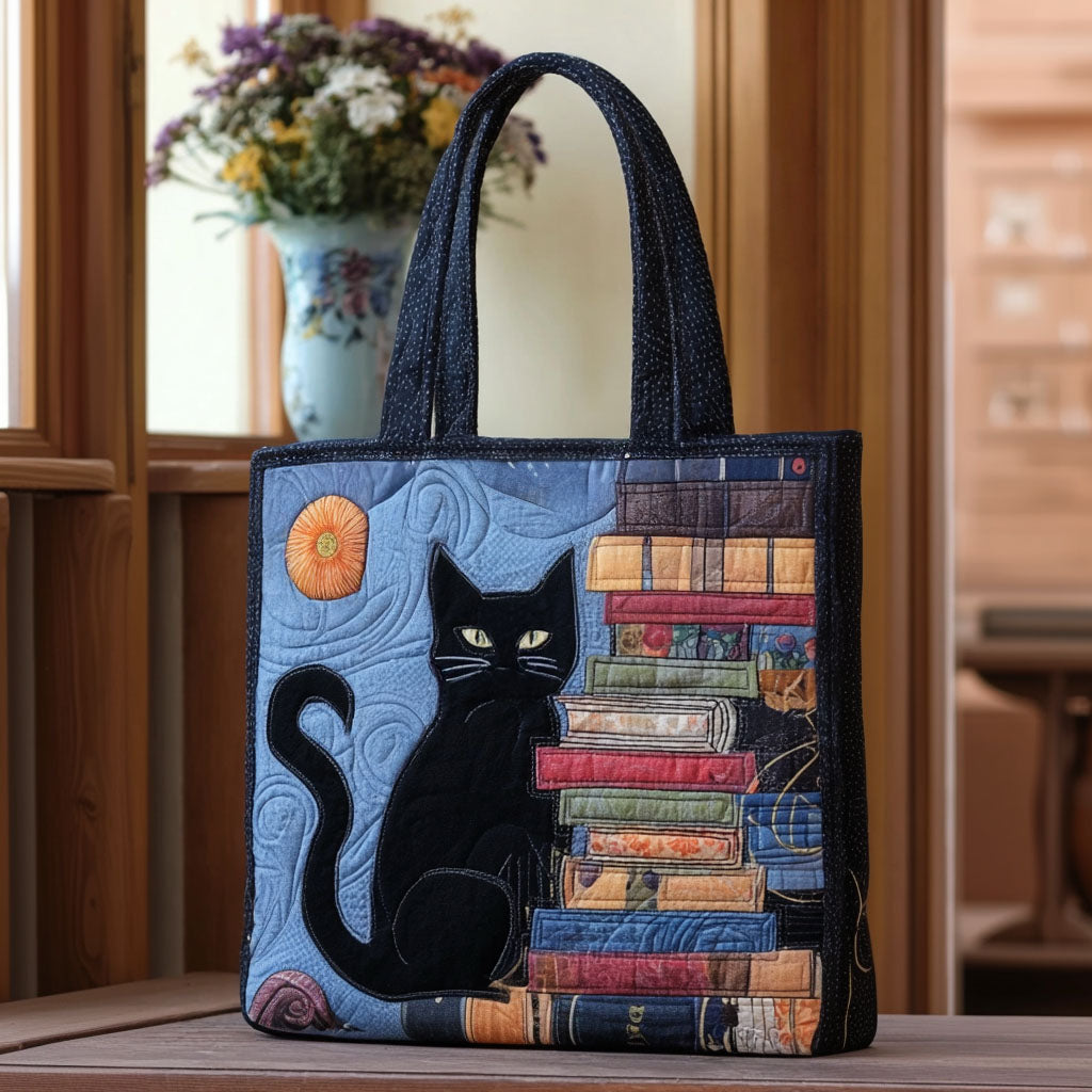 Black Velvet Paw Quilted Tote Bag Gifts For Book Lovers Nerd