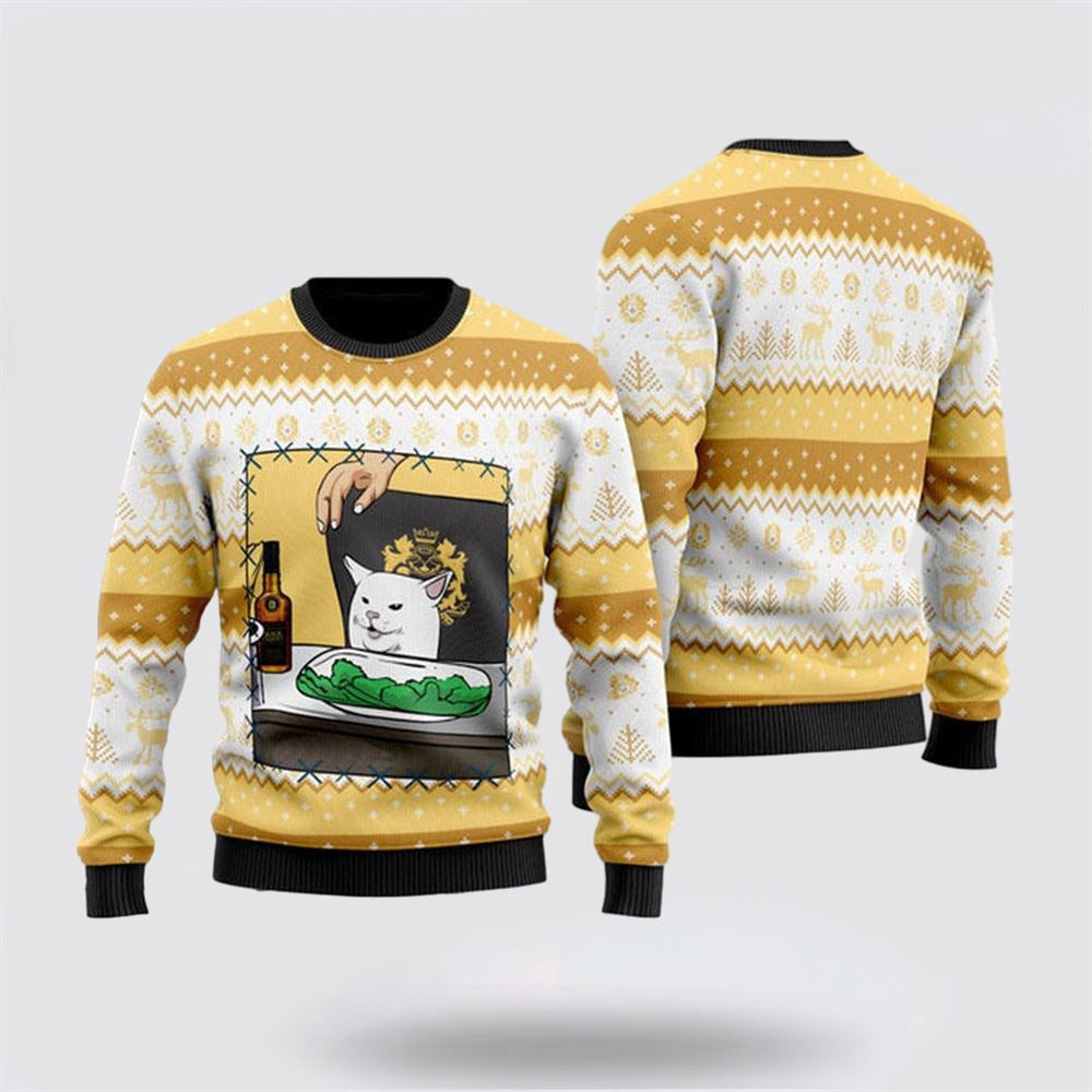 Black Velvet Whisky Cat Meme Christmas Ugly Sweater Unisex Funny Christmas Sweater