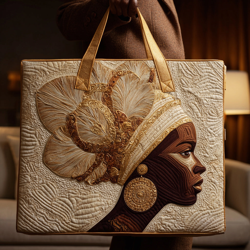 Black Woman Crown Quilted Tote Bag Melanin African American Gifts Stuff