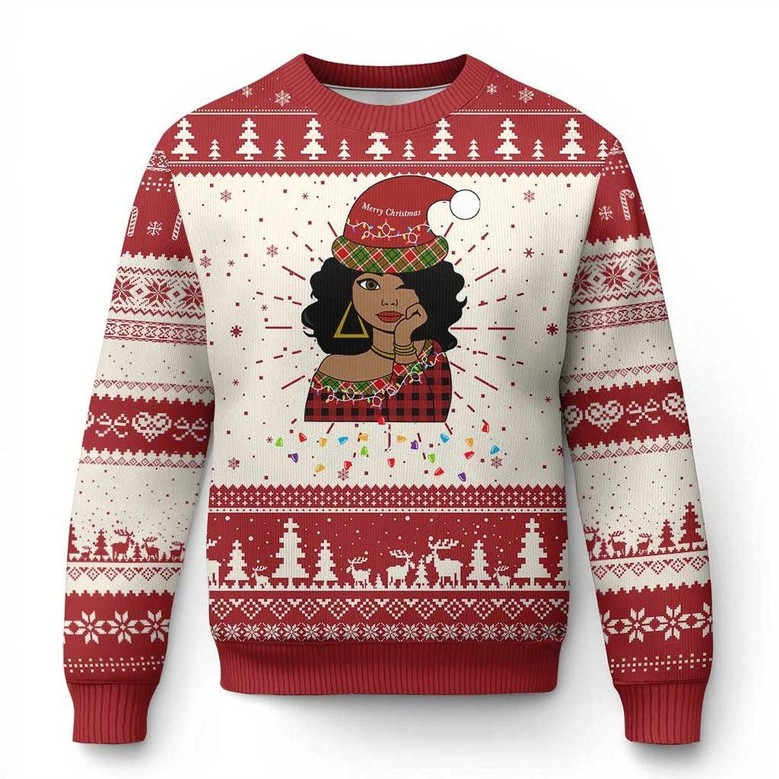 Black Woman Merry Christmas Ugly Christmas Jumper Funny African American Merch For Her