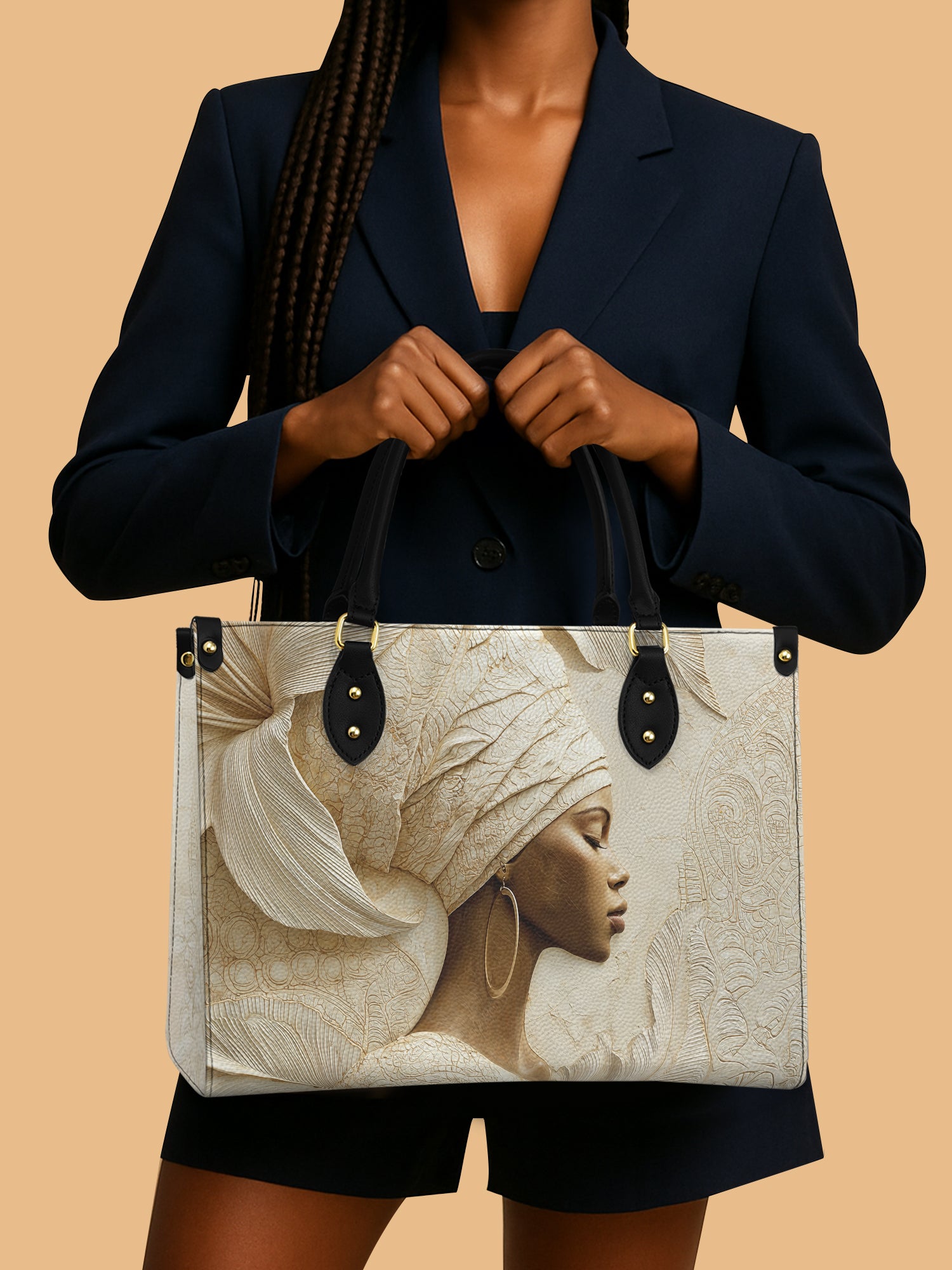 Black Women Blossom Goddess Leather Handbag Melanin Black Women Gifts For Sister