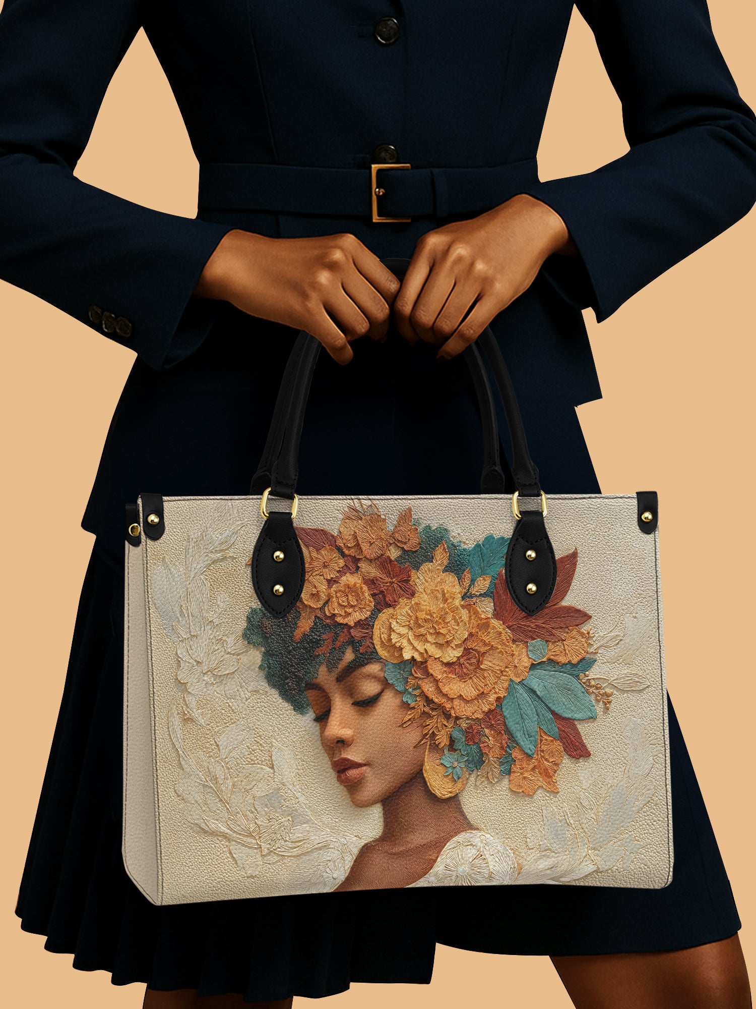 Black Women Colorful Floral Leather Handbag Color Queen Themed African American Gift Ideas