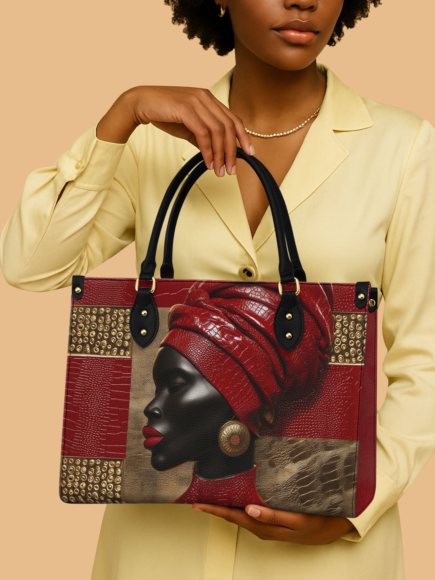 Black Women Headwrap Leather Handbag Color Queen Themed African American Gift Ideas